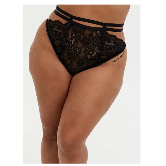 NWT TORRID 2 PAIR! Black and red high waist cut out thong panties - Picture 8 of 11